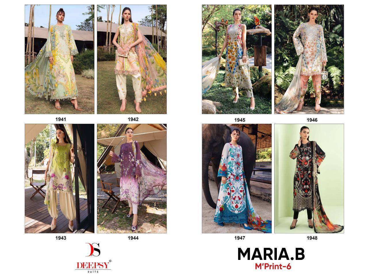 MARIA B. Mprint-6  by DEEPSY SUITS 1941 TO 1948 SERIES Pakistani Stylish Embroidered Pure Cotton Dresses At Wholesale Price